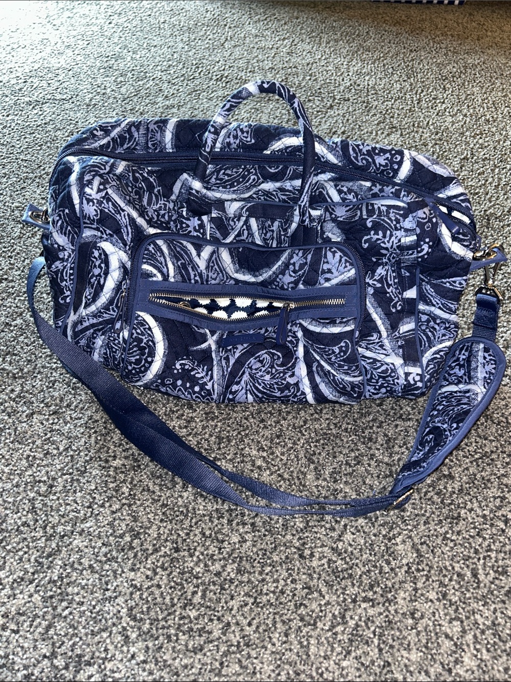 Vera Bradley Quilted Paisley Navy Weekender Bag